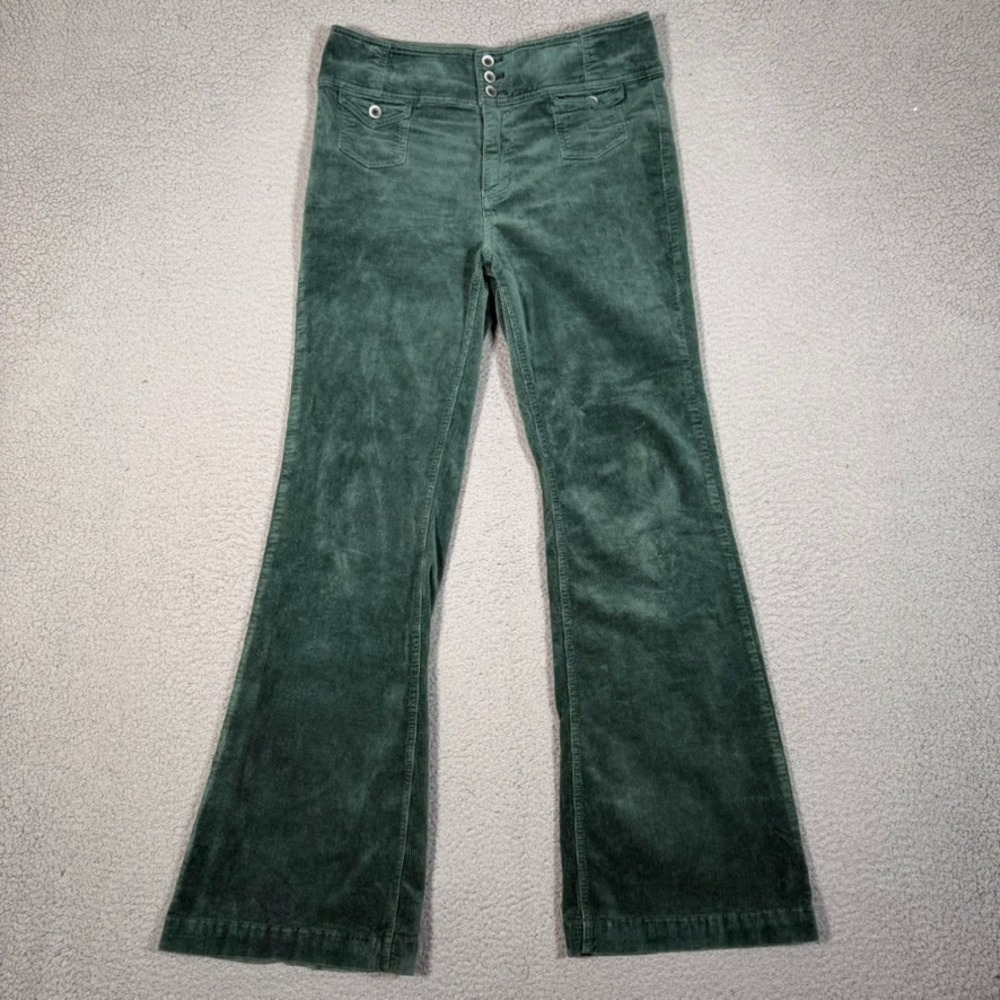 Pilcro Anthropologie Pants Womens 30x31 Green Corduroy High Rise Trouser Bootcut